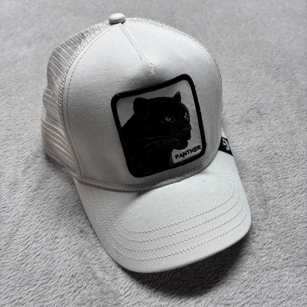 Goorin Bros Trucker Hat Mens OS The Farm Panther White Animal Patch EUC
